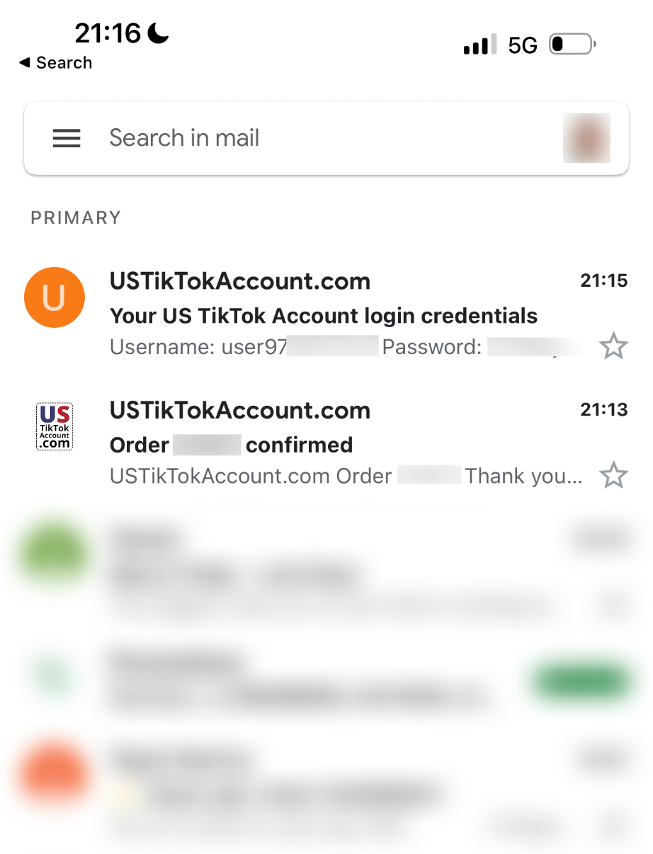 US TikTok Account login credentials username and password email